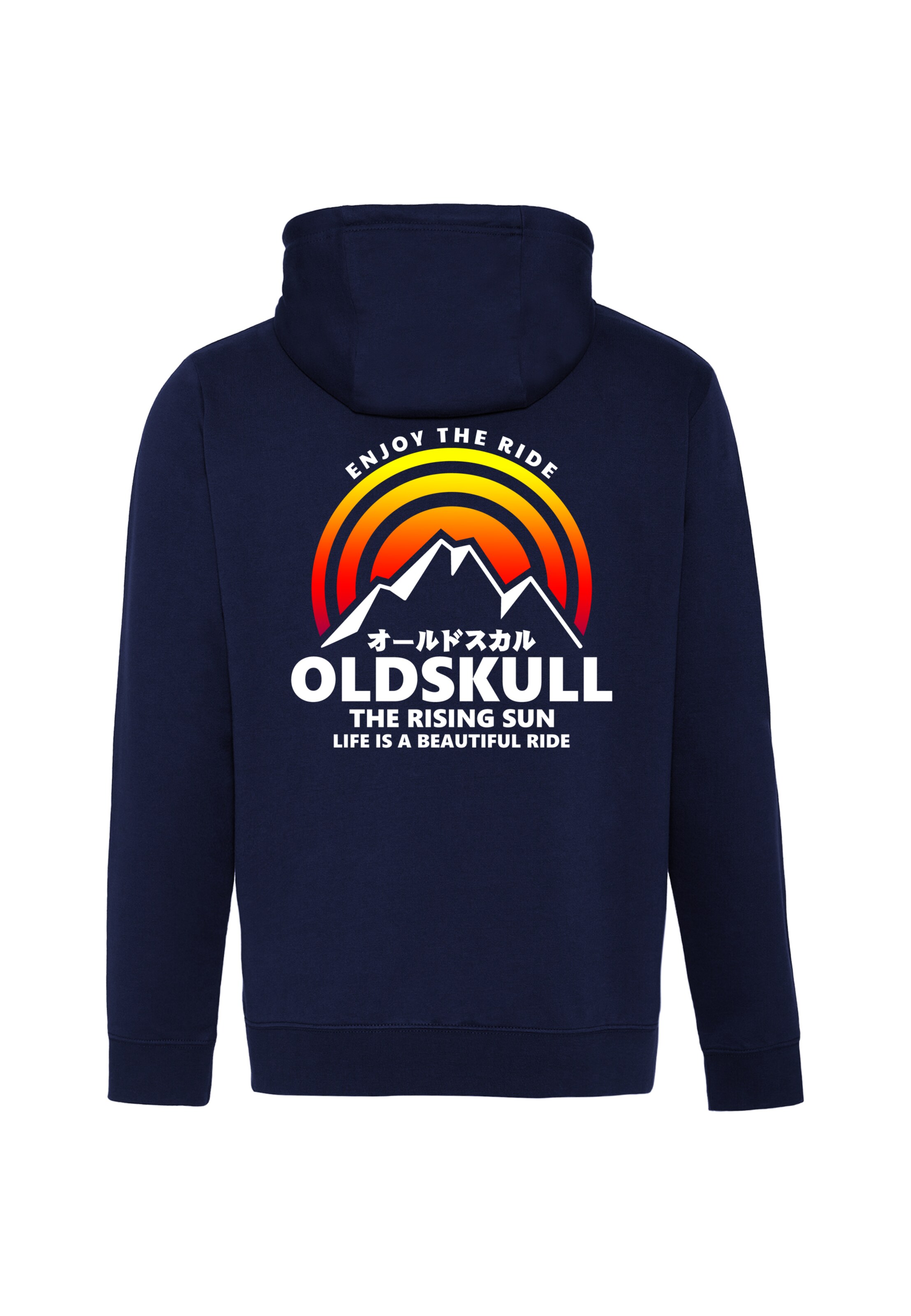 Oldskull Sweatjacke 'Retro Rising Sun' in Blau: Vorderseite
