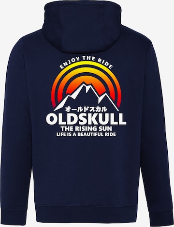 Oldskull Sweatjacke 'Retro Rising Sun' in Blau: Vorderseite