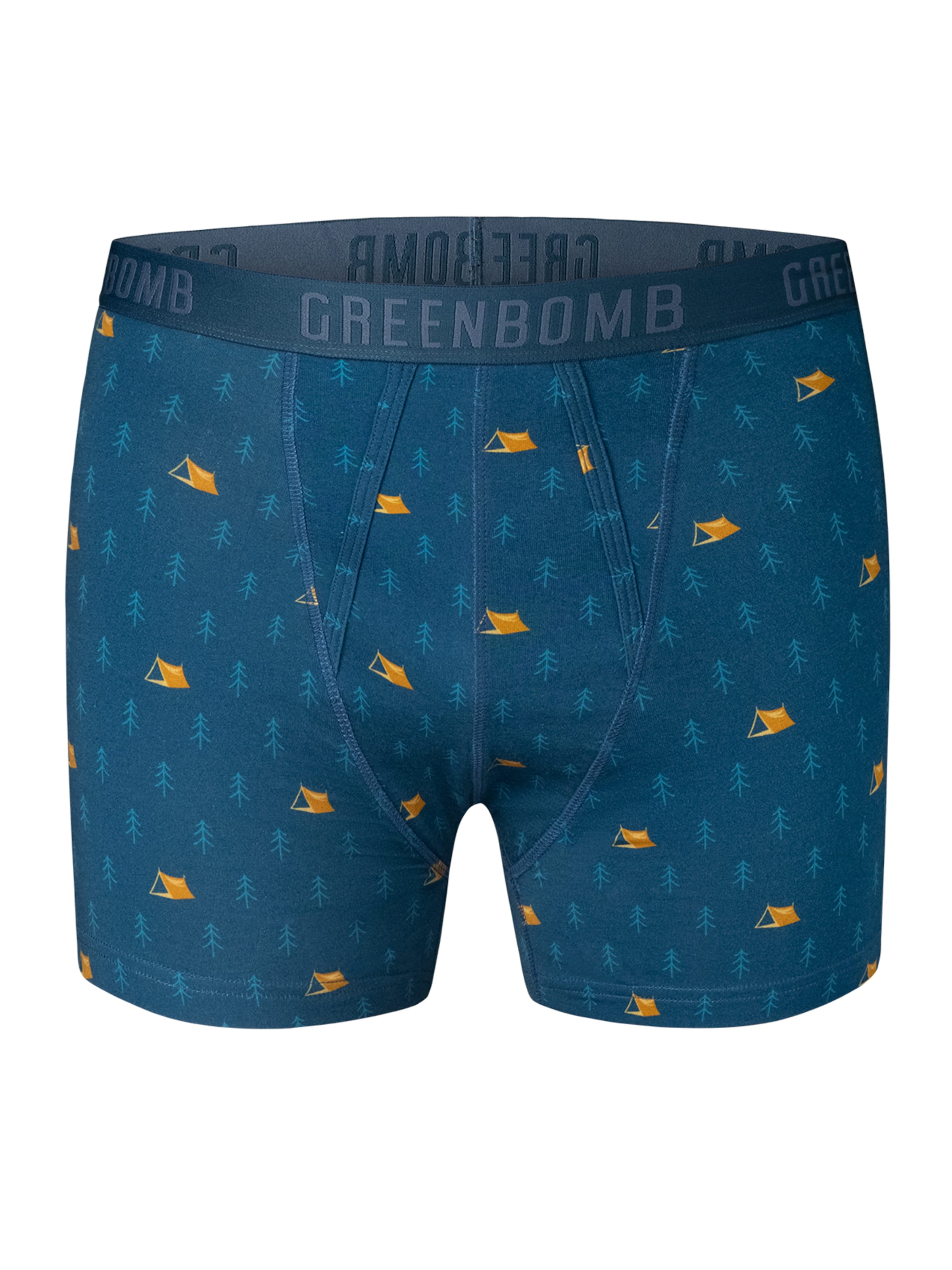 GREENBOMB Boxershorts 'Wood Tent' in Blauw: voorkant