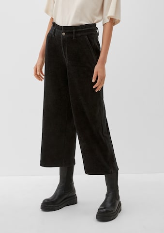 Wide leg Pantaloni de la s.Oliver pe negru: față