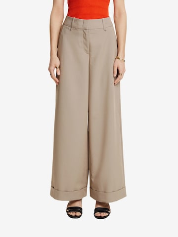 ESPRIT Wide leg Broek in Beige: voorkant