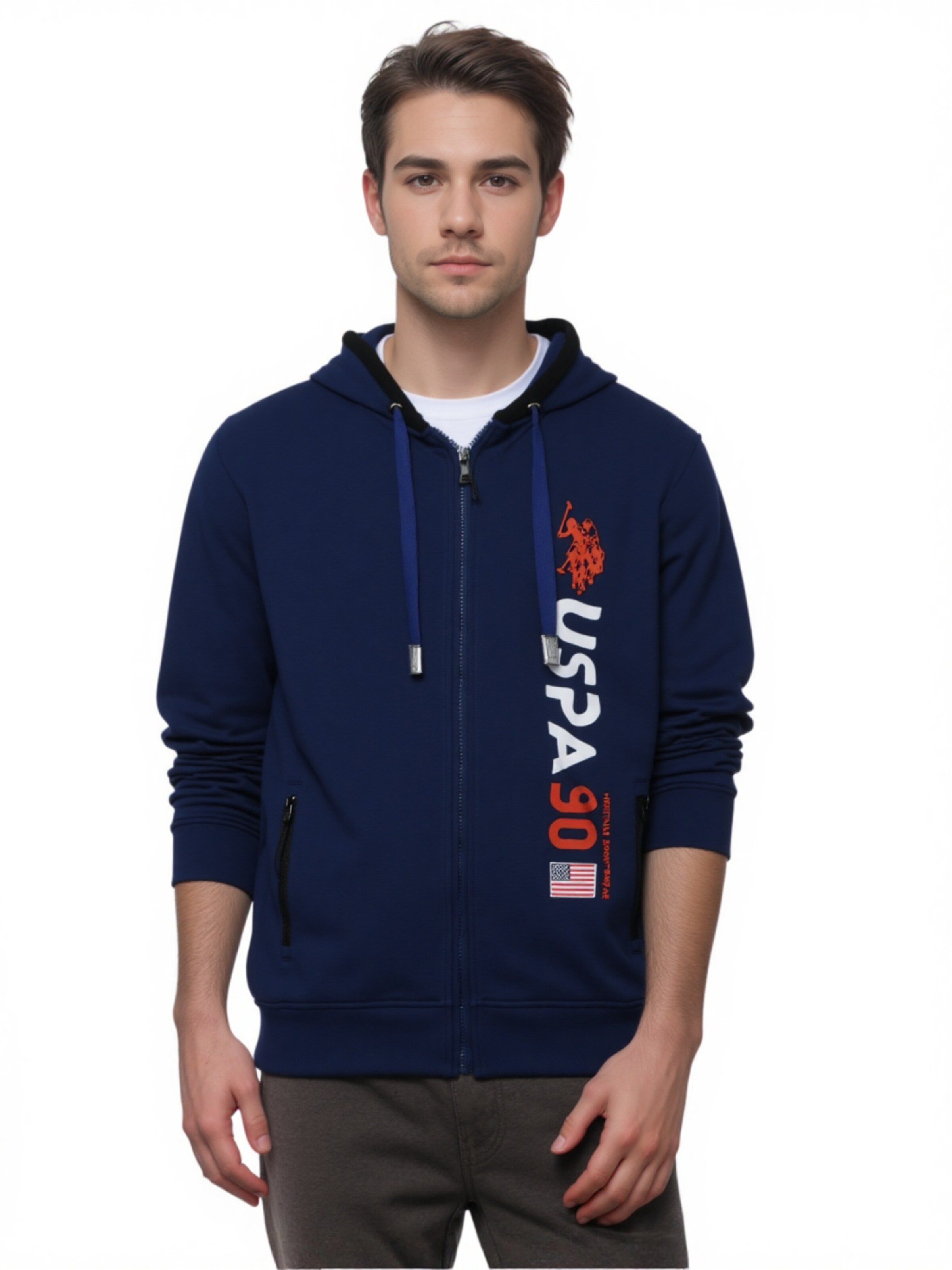 Veste de survêtement U.S. POLO ASSN. en bleu : devant