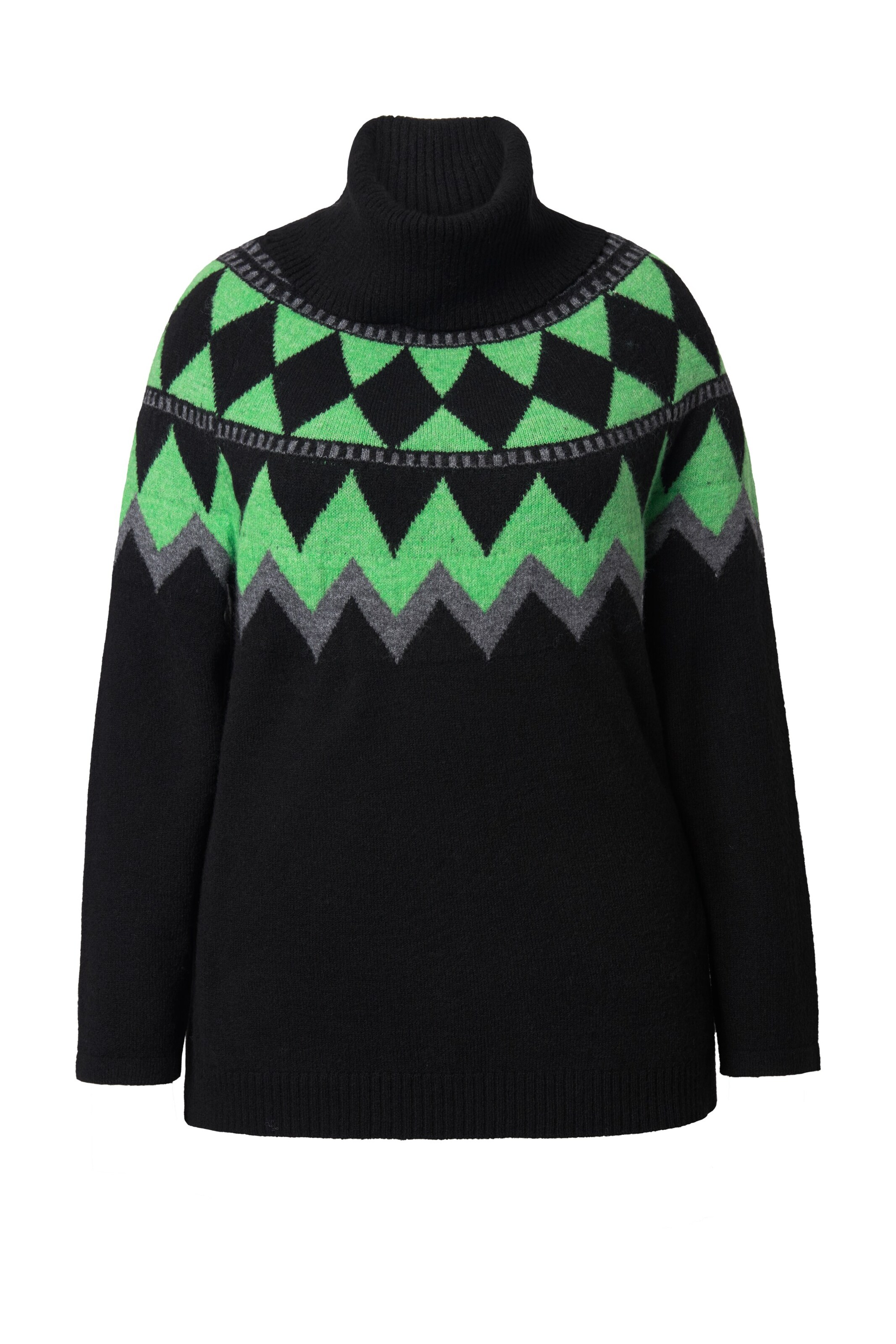 Ulla Popken Trui in de kleur Lichtgroen / Zwart, Productweergave