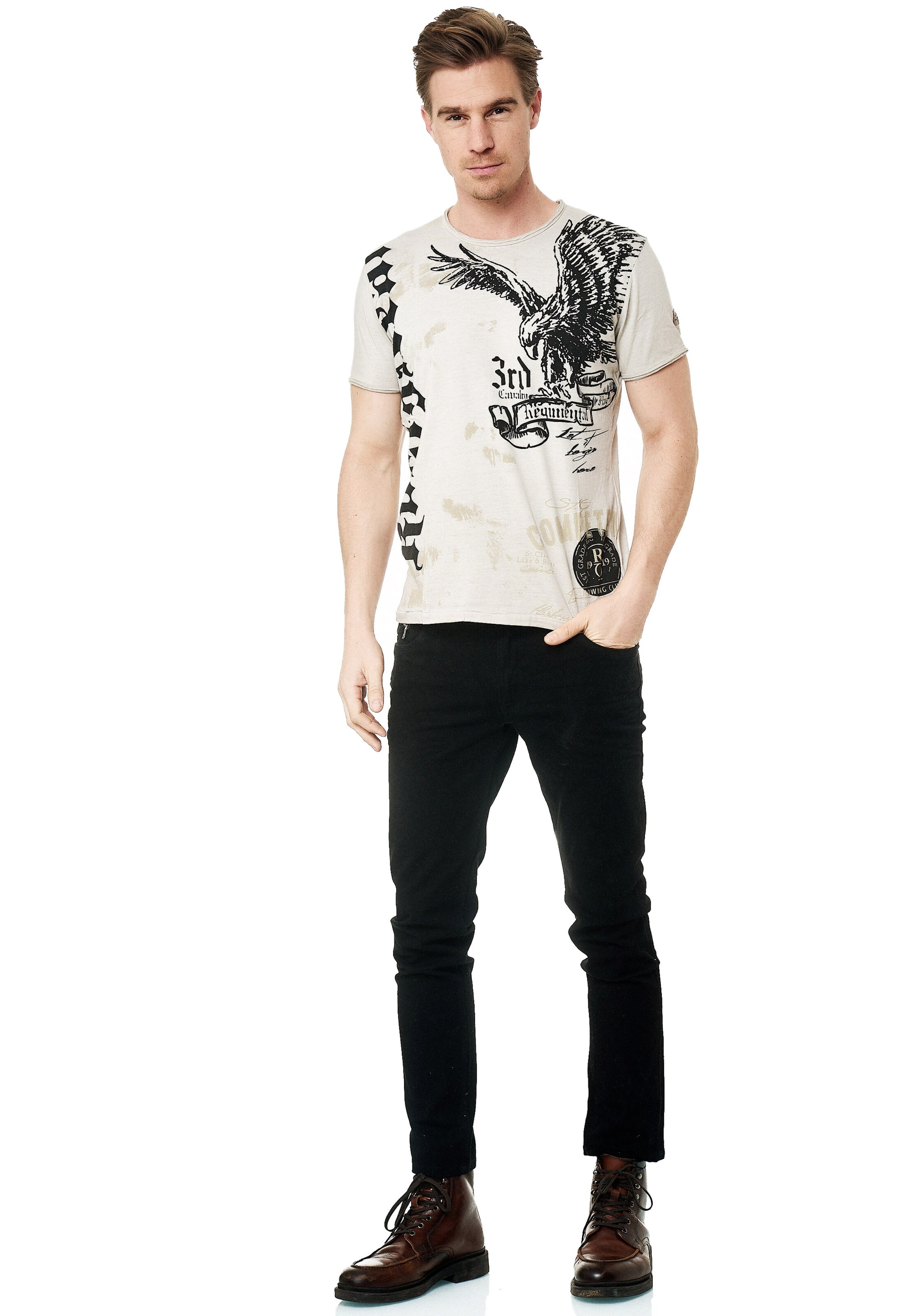 Rusty Neal Shirt 'American Eagle' in Beige