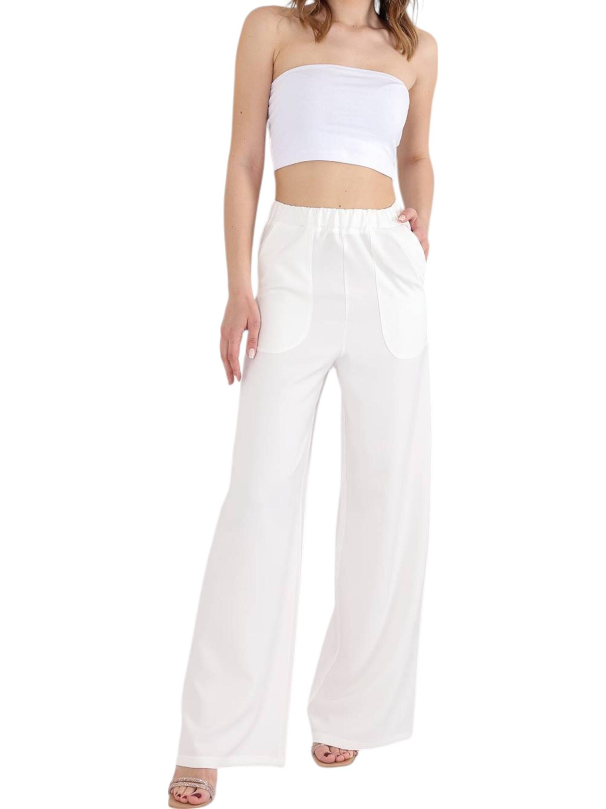 Wide leg Pantaloni 'ALIN' di fashionshowcase in bianco