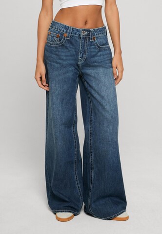 True Religion Wide leg Jeans in Blauw: voorkant