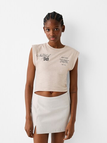Bershka Top in Beige: front