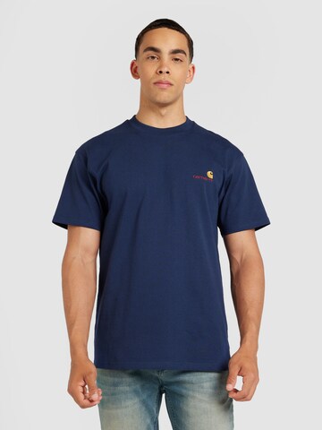 Carhartt WIP - Camiseta 'American Script' en azul: frente