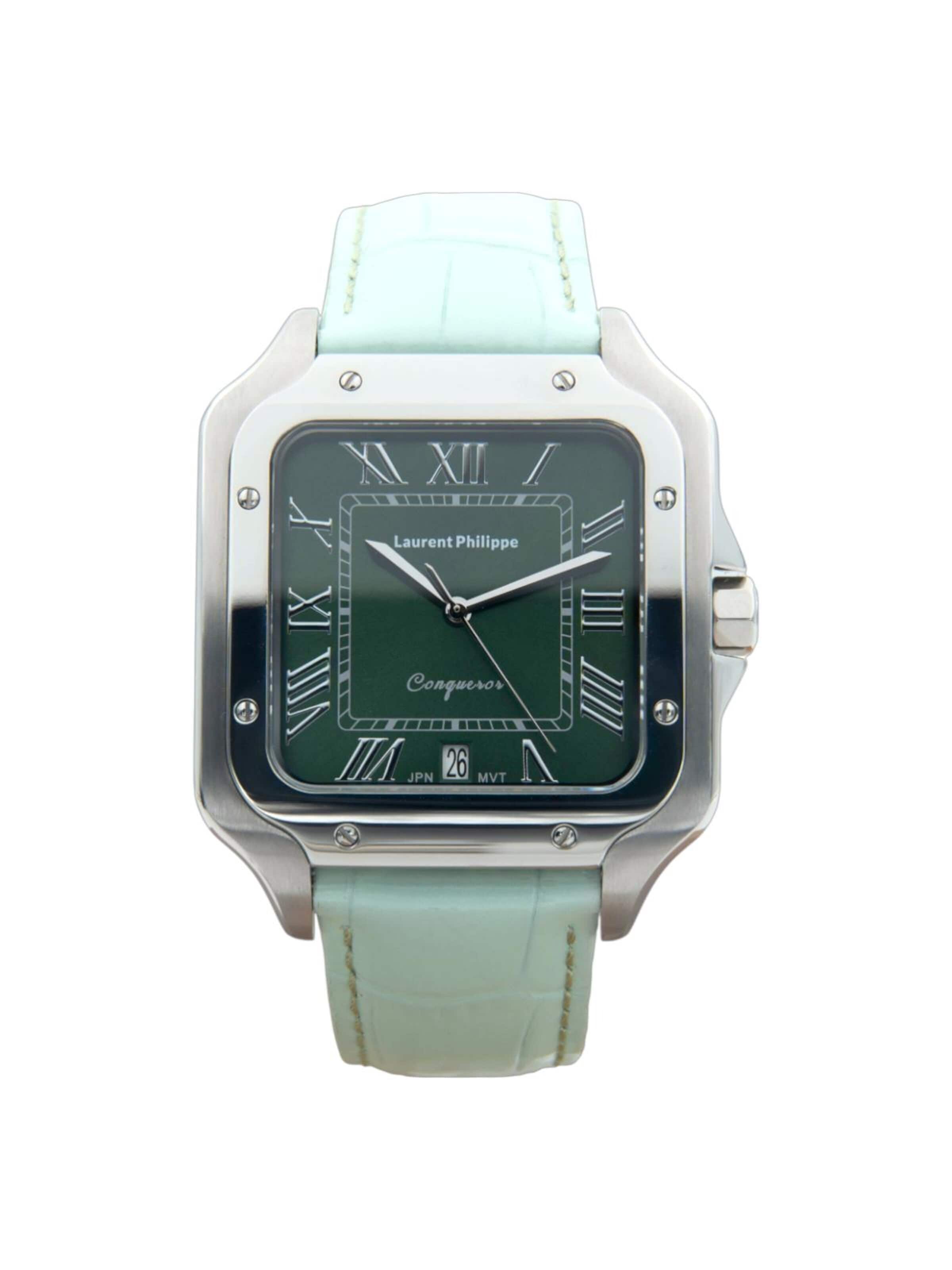 Laurent Philippe - Reloj analógico 'Conqueror Emerald – Nude Mint' en verde: frente