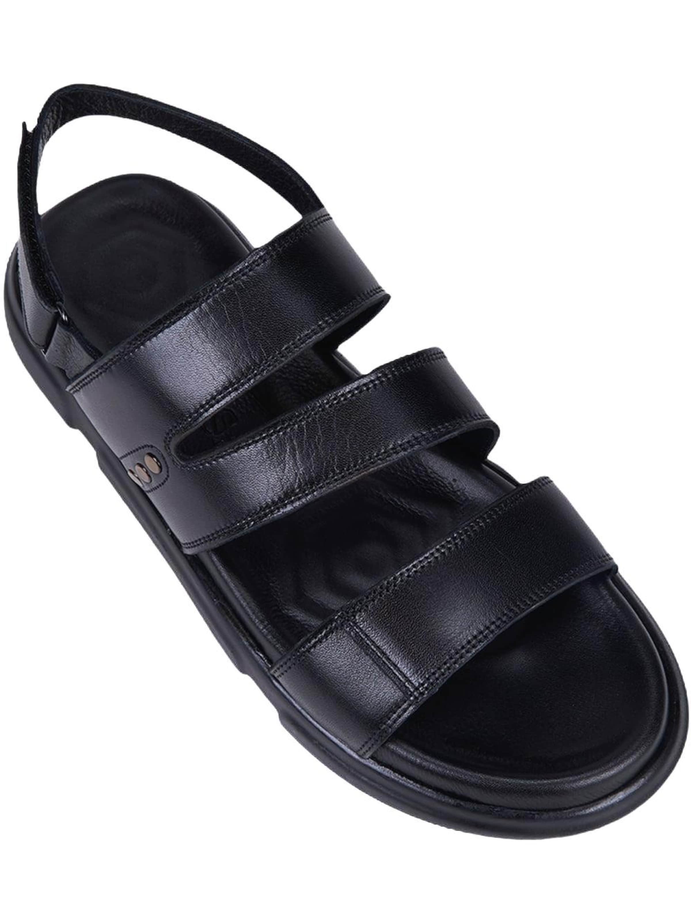 Desa - Sandalias 'DESA Herren-Ledersandalen mit Nietenbesatz' en negro: frente