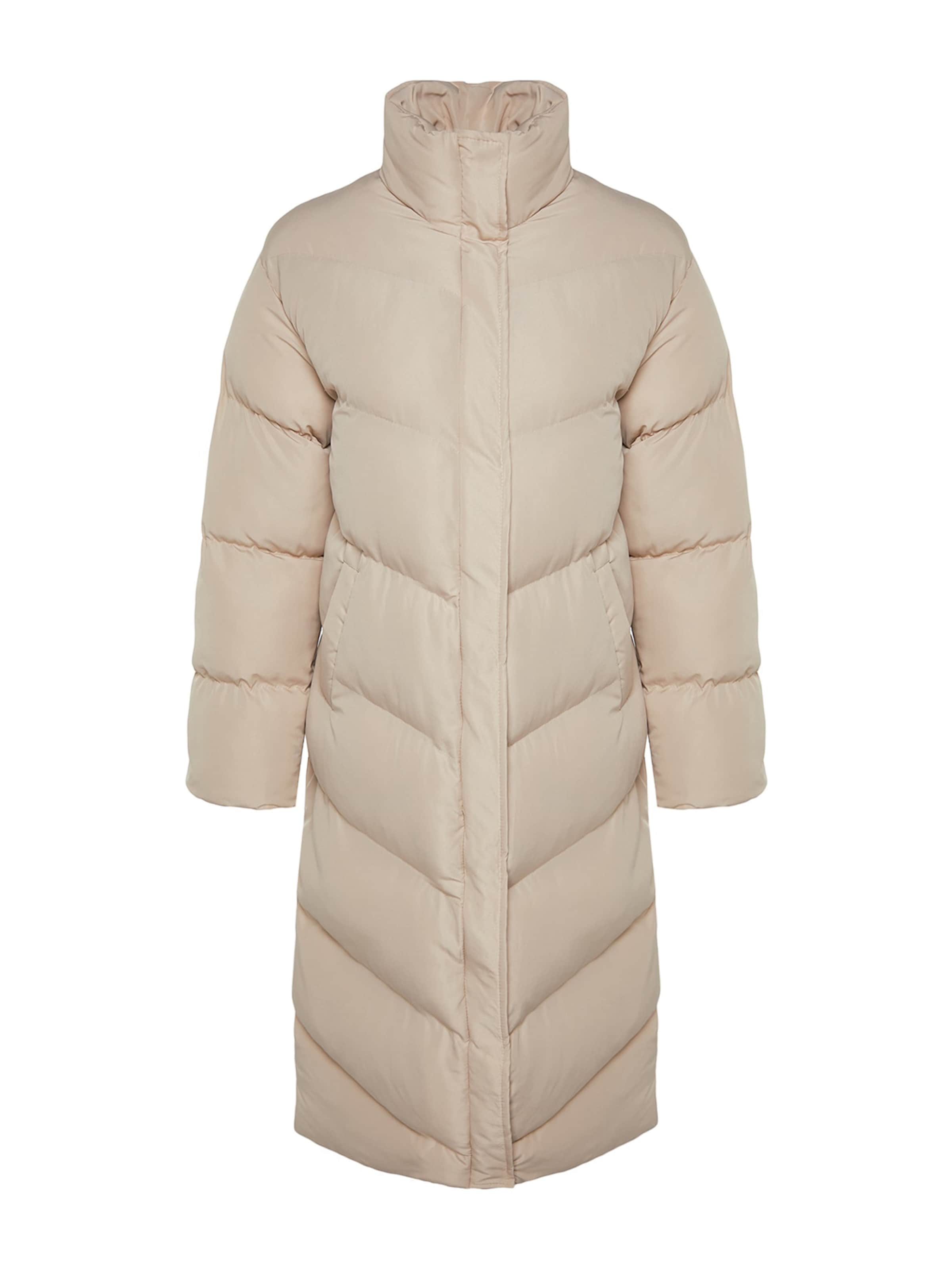 Trendyol Zimný kabát - Béžová: predná strana