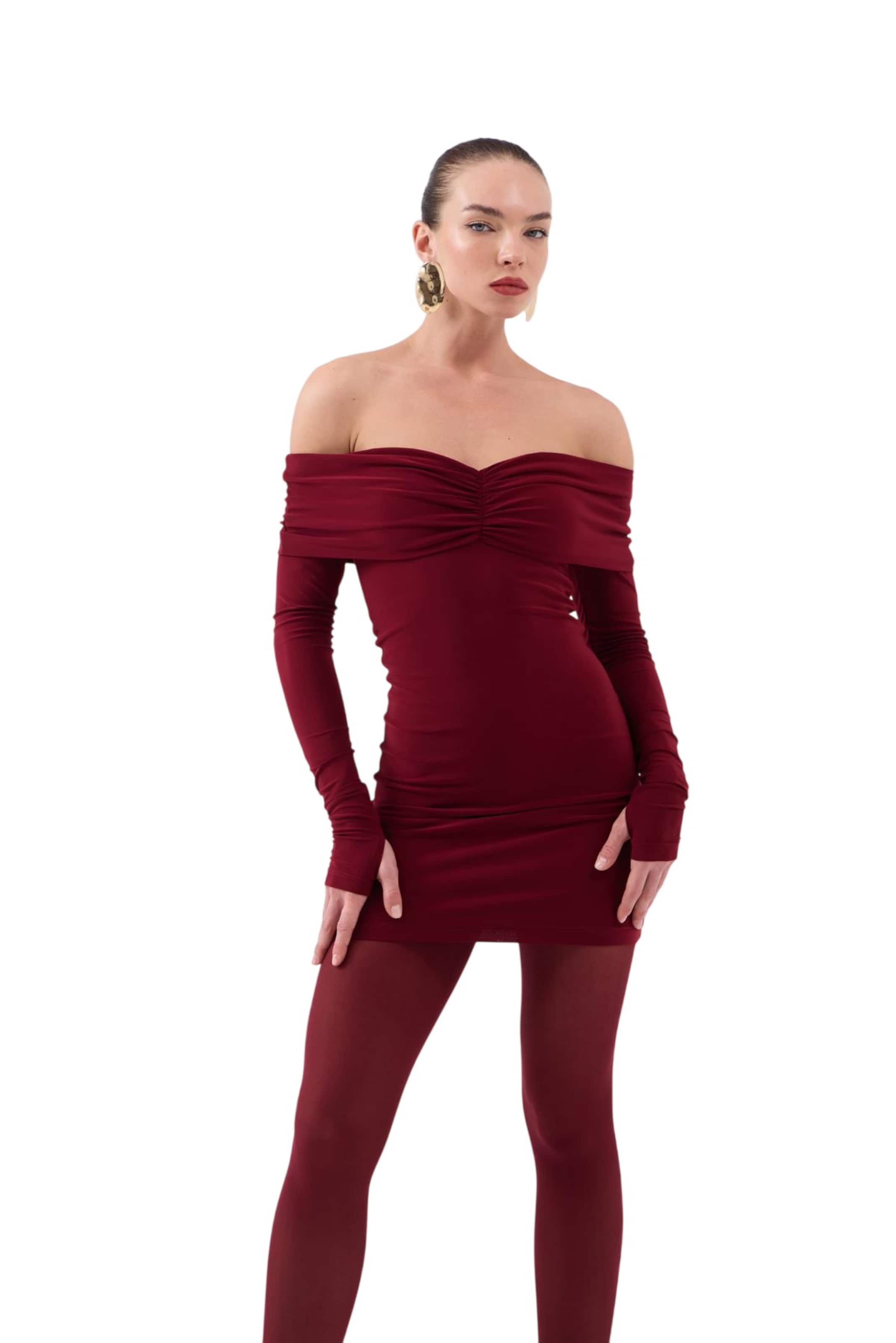 Robe de cocktail HOLLY LOLLY en rouge : devant