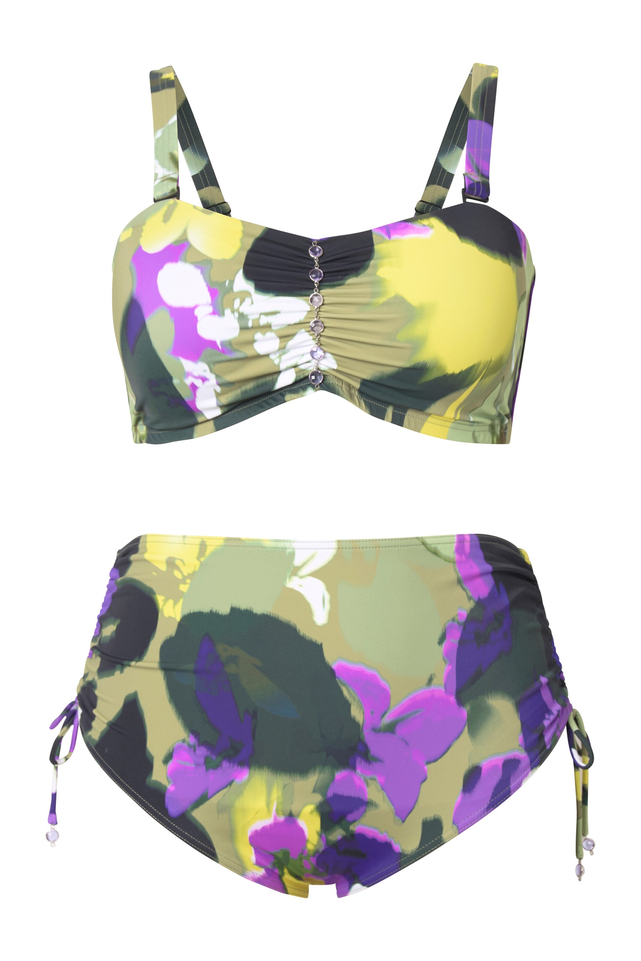 Ulla Popken Bandeau Bikini in Groen: voorkant