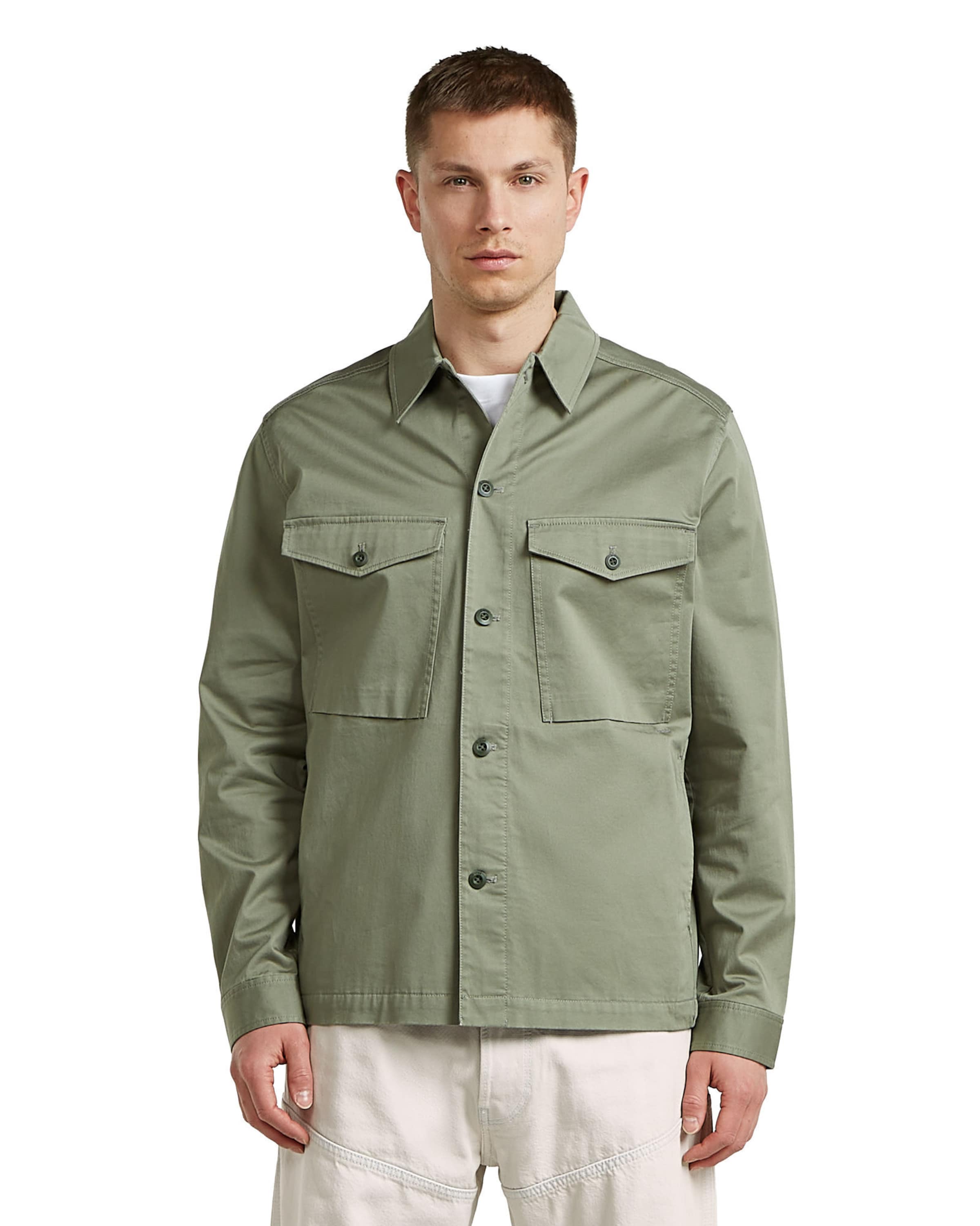 G-STAR Regular fit Zakelijk overhemd 'Core Lightweight Overshirt' in Groen: voorkant