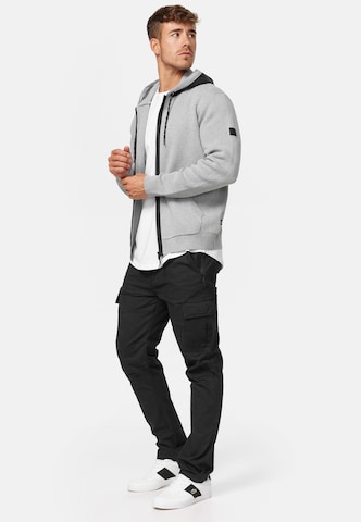 INDICODE JEANS Zip-Up Hoodie in Grey