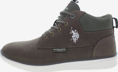 U.S. POLO ASSN. Schnürboots in 40 in dunkelbraun / dunkelgrün / weiß, Produktansicht