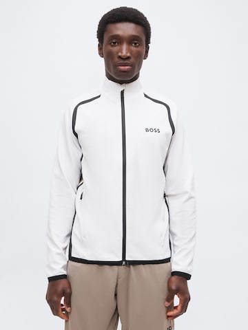 BOSS Sports sweat jacket 'Spin' in White: front