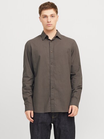 JACK & JONES Regular fit Button Up Shirt 'JJESummer' in Brown: front