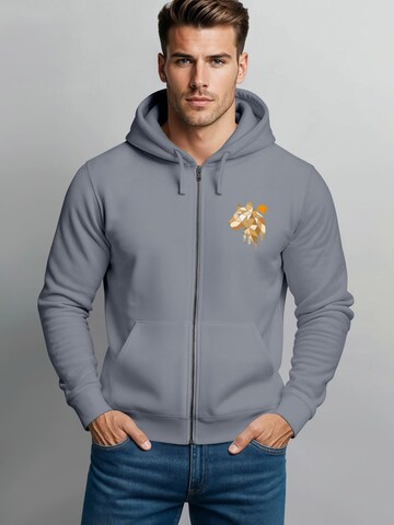 Neverless Zip-Up Hoodie 'Luchs Polygon' in Grey