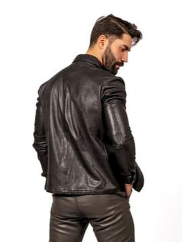 Be  Noble Regular fit Overhemd 'Lederhemd - Lederjacke Orlando' in Zwart