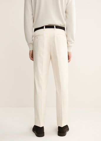 MANGO MAN Regular Pleat-Front Pants in White
