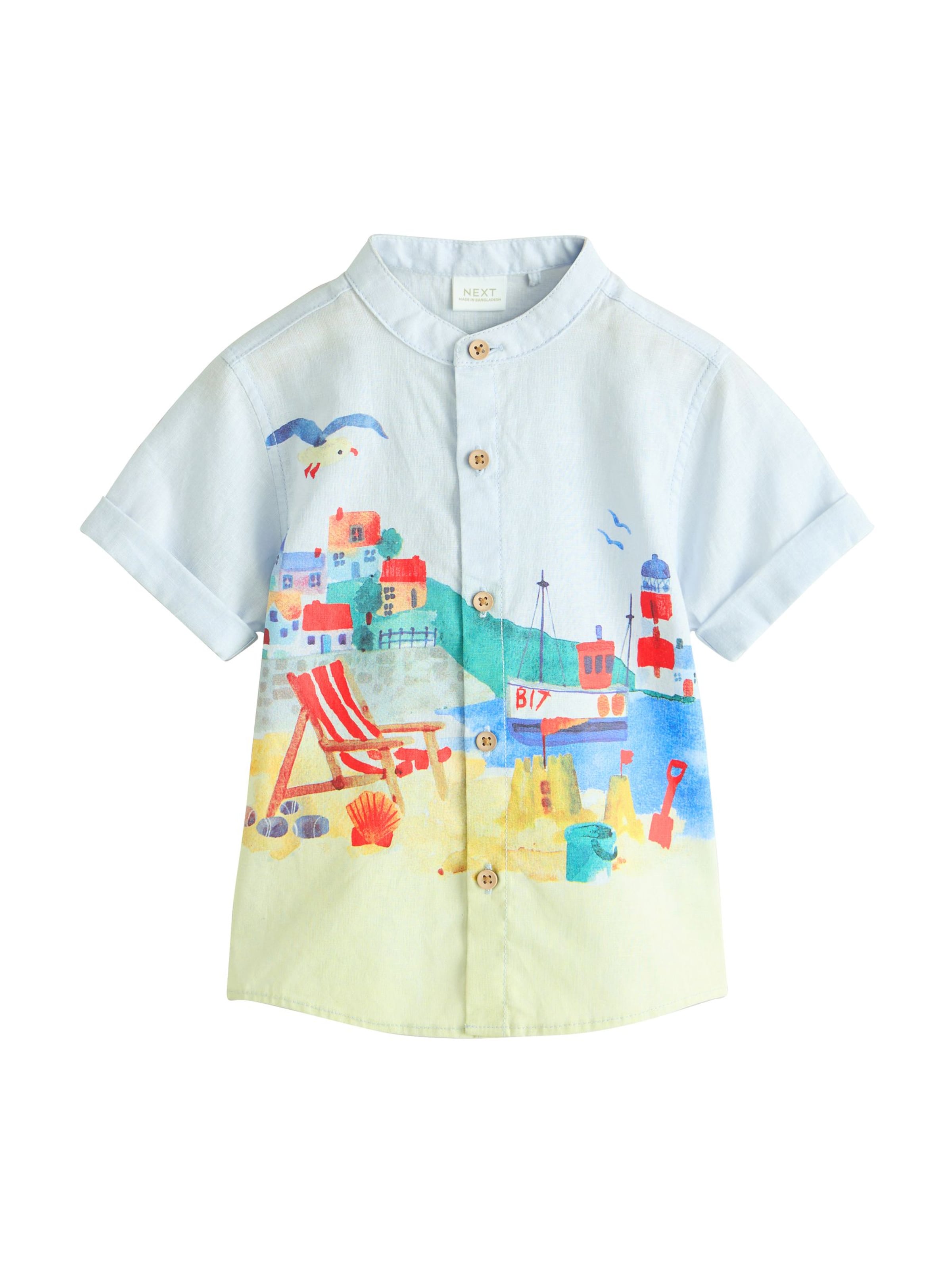 Next Regular fit Button up shirt in Blue: front