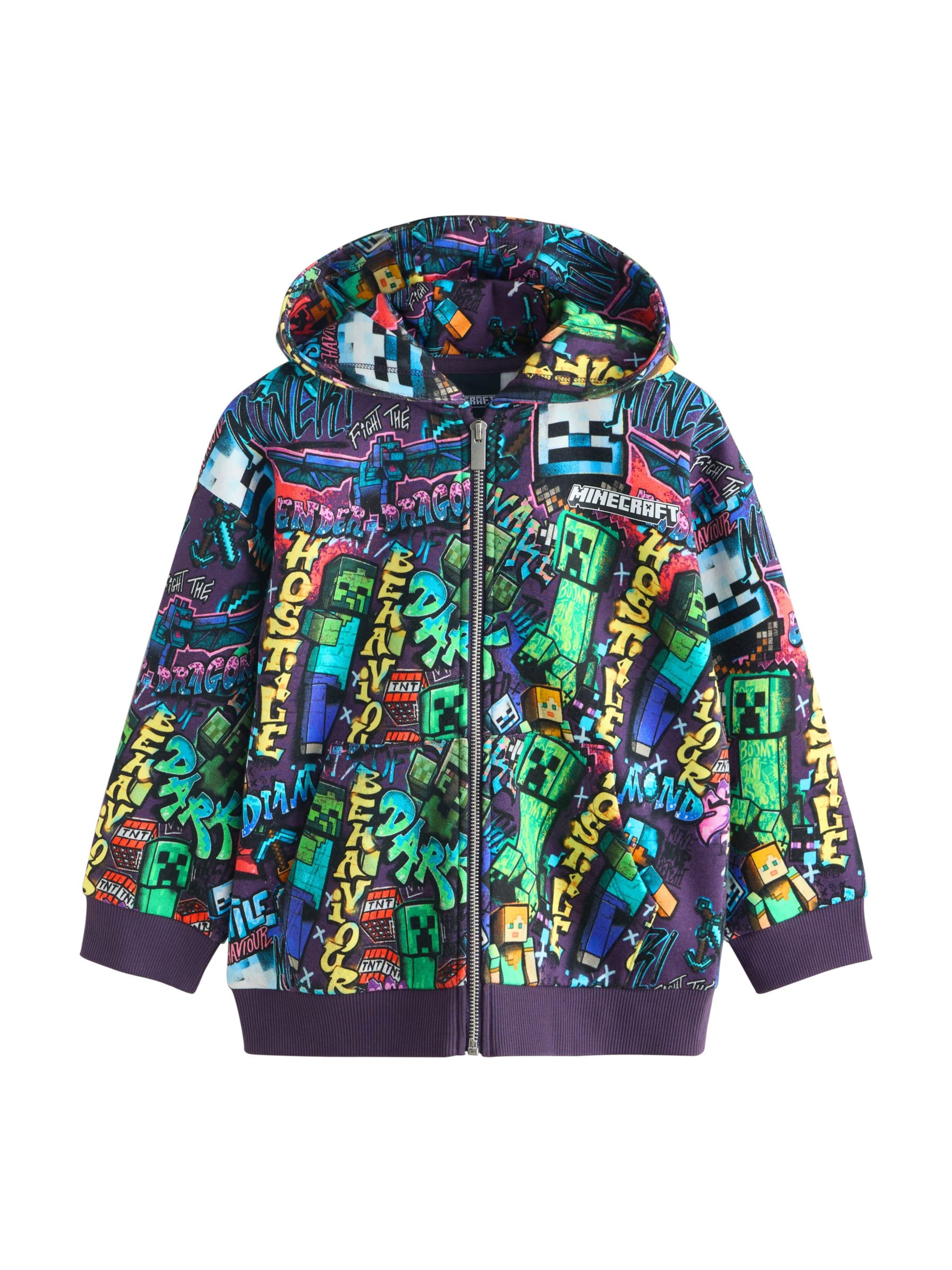 Veste de survêtement 'Minecraft' Next en violet : devant
