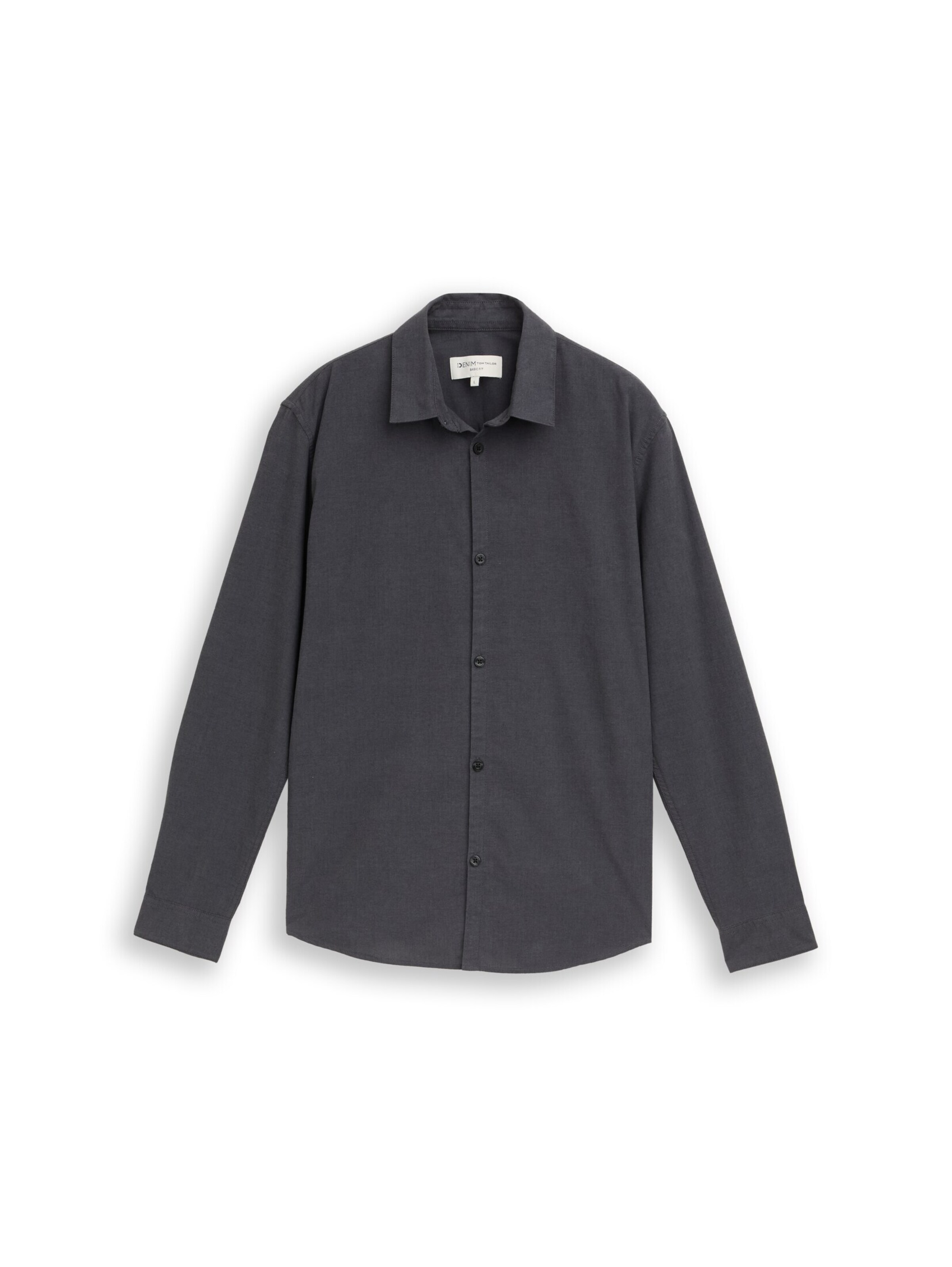 TOM TAILOR DENIM Button Up Shirt in Black: front