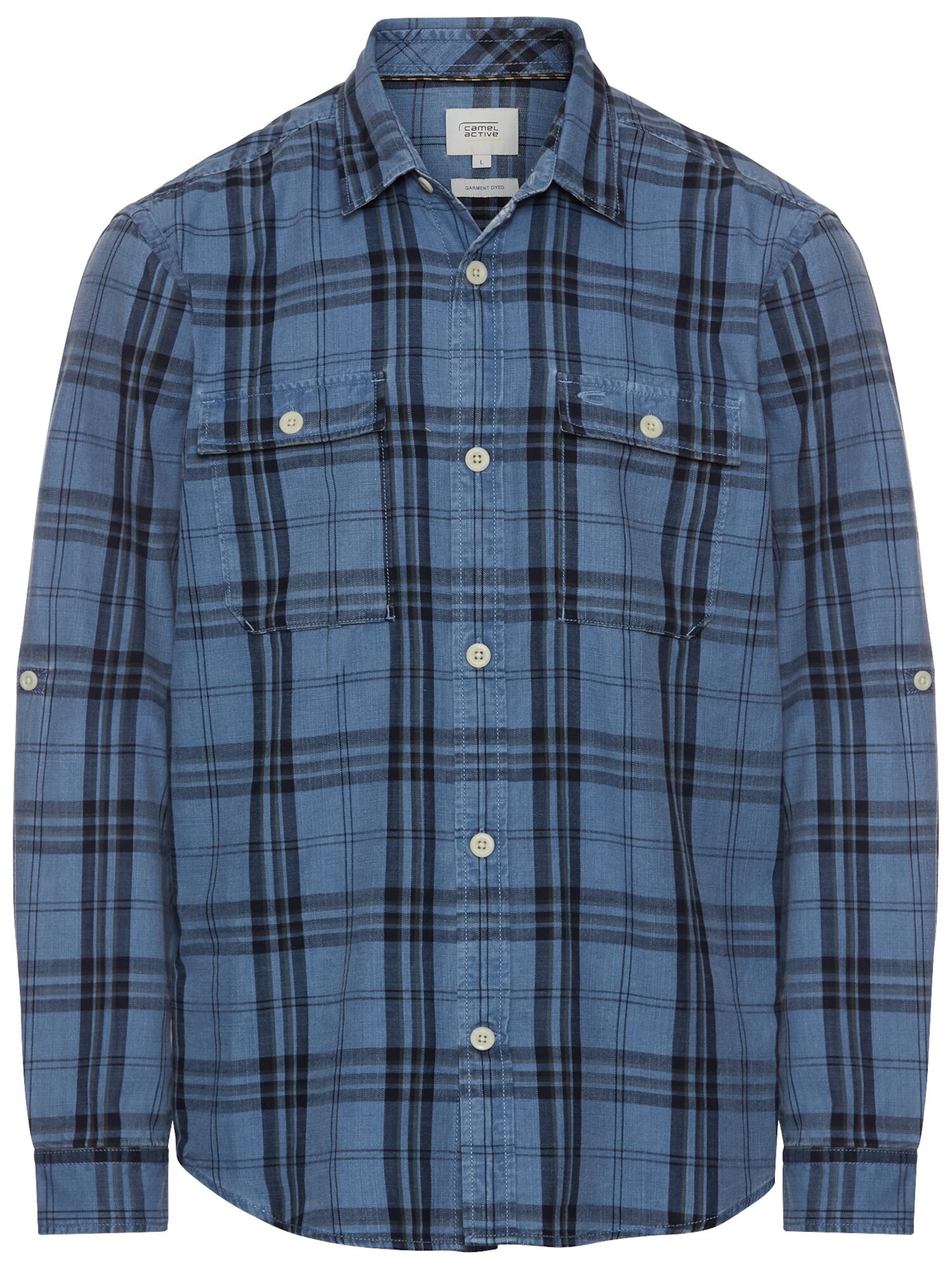 CAMEL ACTIVE Regular Fit Karohemd aus reiner Baumwolle in Blau: Vorderseite