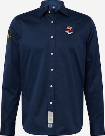 La Martina Button Up Shirt in Blue: front