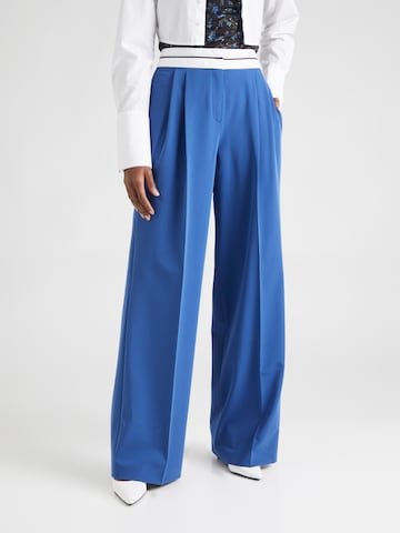 HUGO Red Loose fit Pleat-Front Pants 'Hasiya' in Blue: front