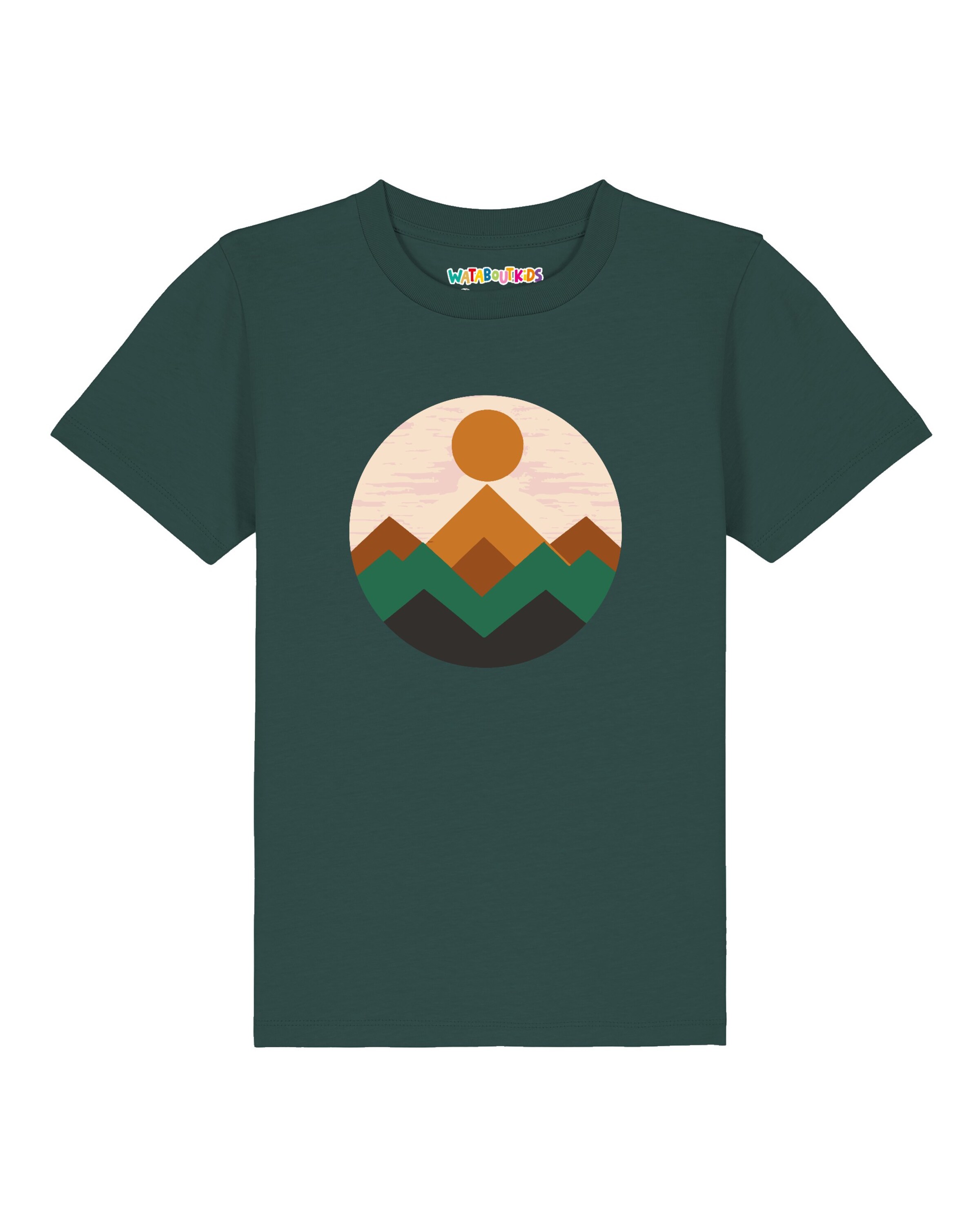 watabout.kids Shirt 'Geometric Landscape 2' in 104 in Brown / Pueblo / Dark green / Black, Item view