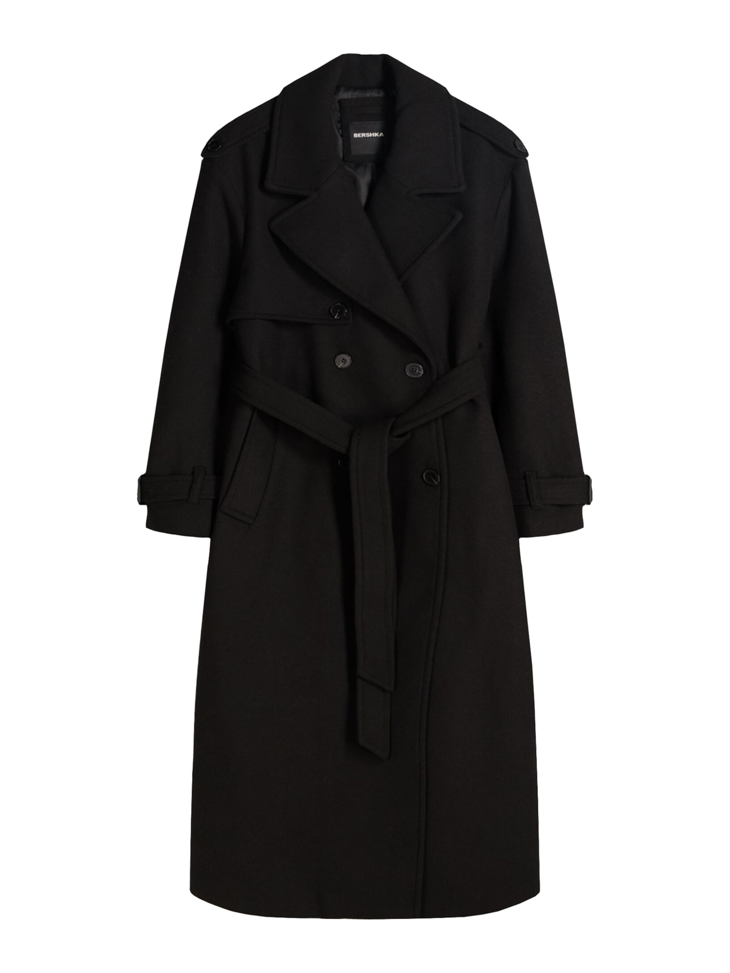 Bershka Between-Seasons Coat in Black: front