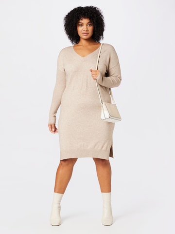 ONLY Carmakoma Knitted dress 'Ibi' in Beige