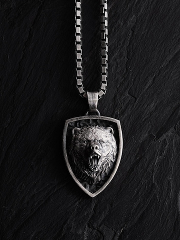 Pendentif 'BEARS ROAR' REYTEL en argent : devant