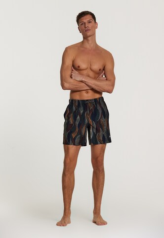 Shiwi Board Shorts 'wild leaves 4-way stretch' in Schwarz