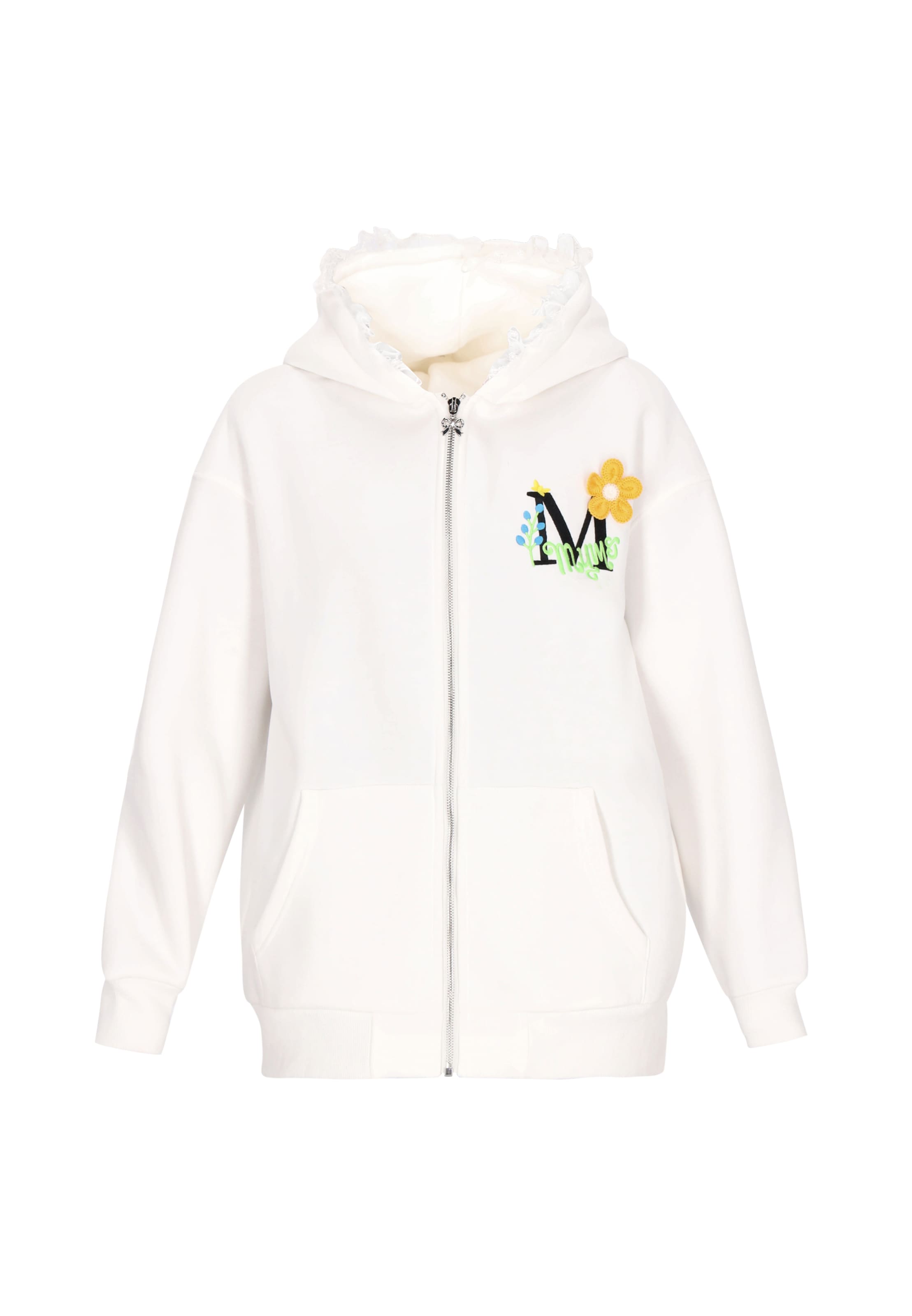 MYMO - Sudadera con cremallera en blanco: frente