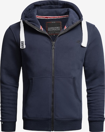 Alessandro Salvarini Zip-Up Hoodie 'Vinzent' in Blue: front