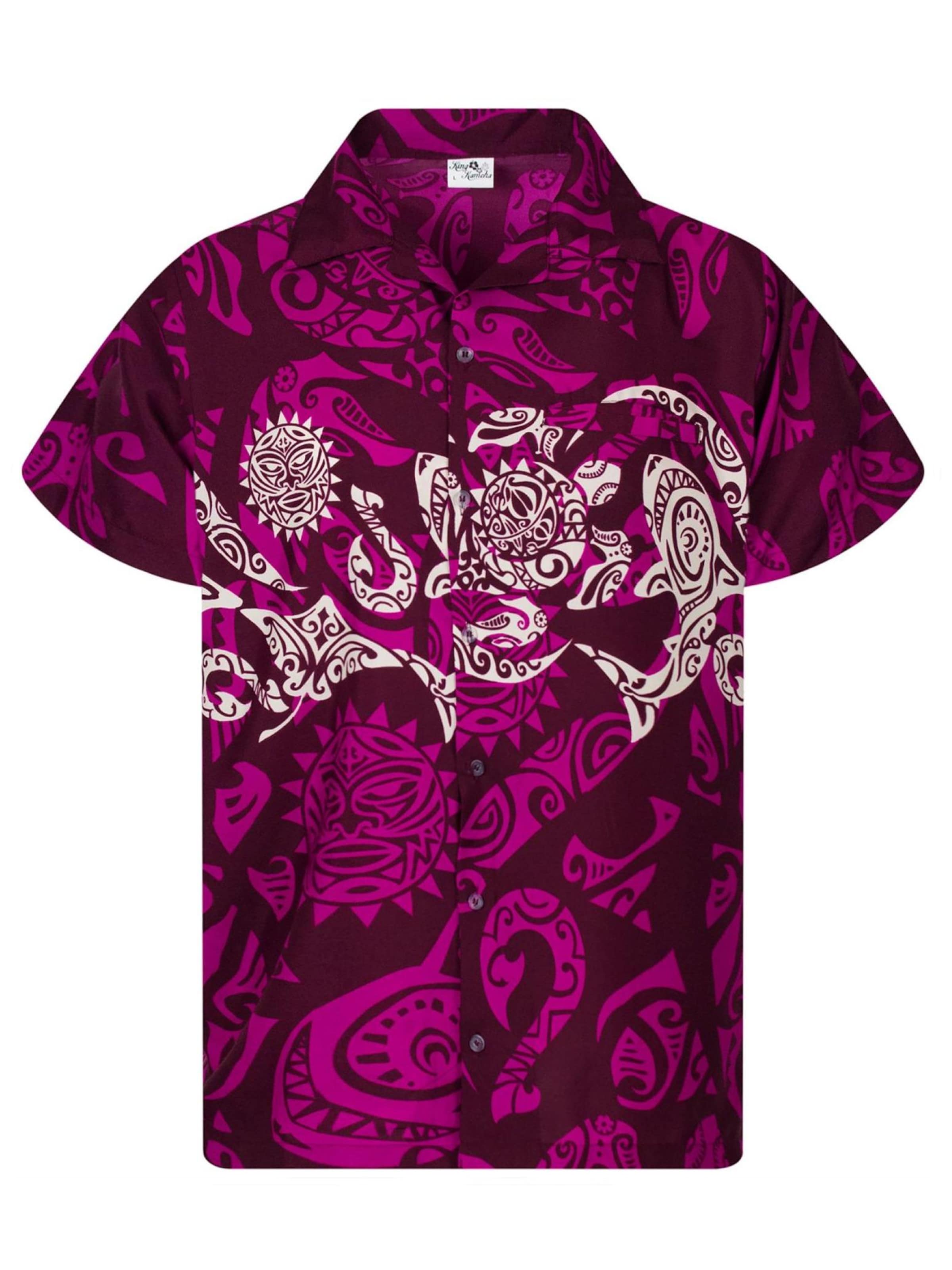 Maglietta 'Maori Chest' di King Kameha in lilla: frontale