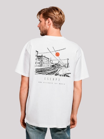 T-Shirt 'Escape Discover the World Town Train Station' F4NT4STIC en blanc : devant