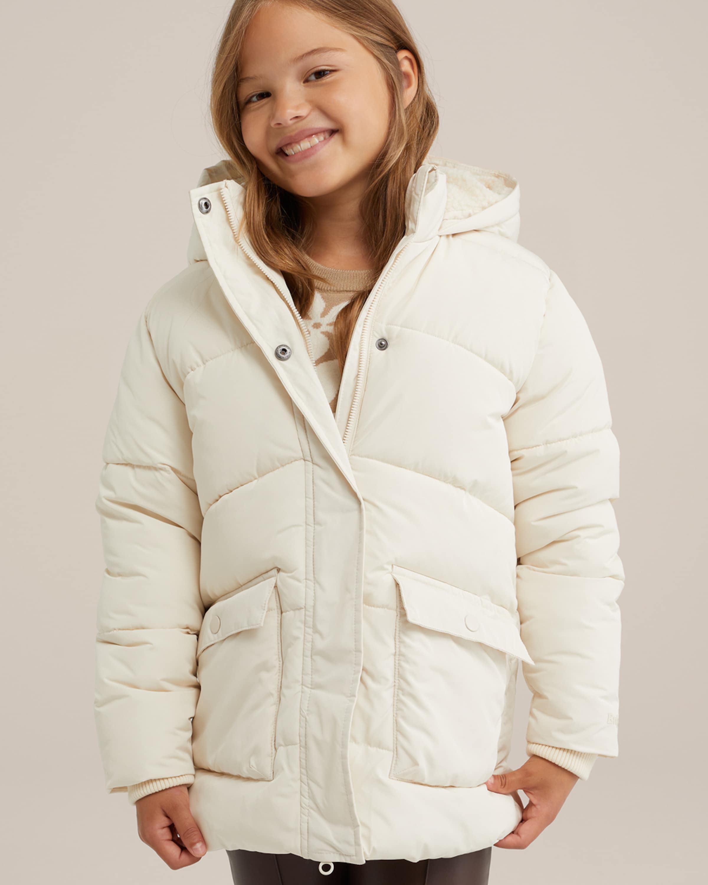 WE Fashion Winter jacket Meisjes in Beige ABOUT YOU