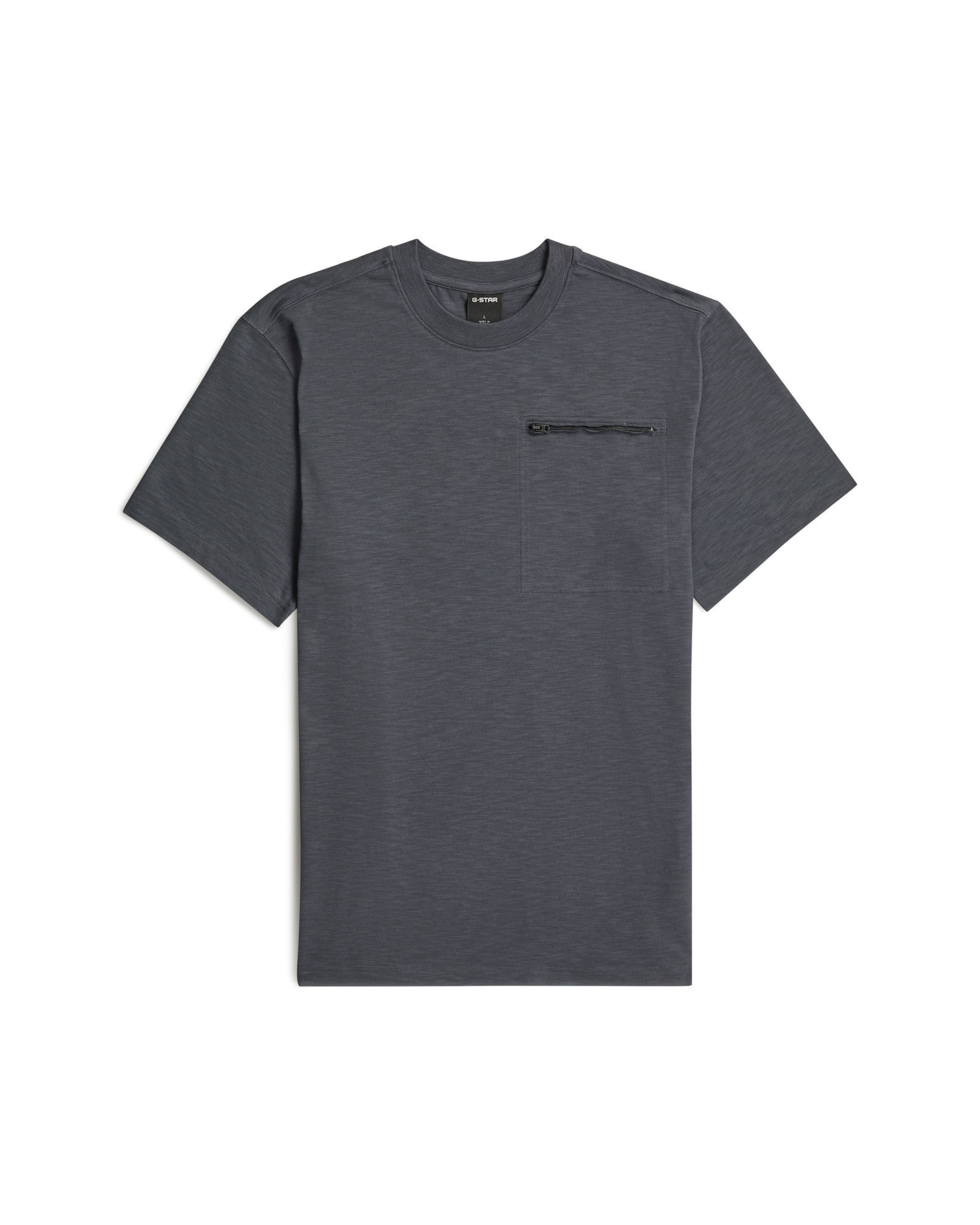 G-STAR Shirt 'Distressed Zip Pocket T-Shirt' in Grey: front