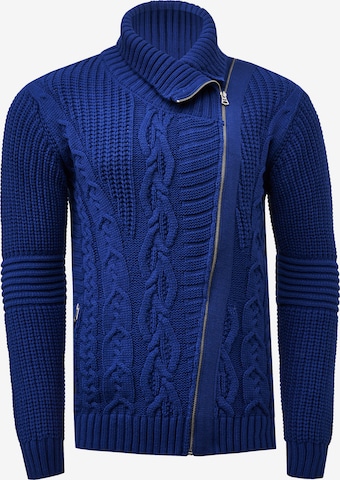 Rusty Neal Knit Cardigan in Blue: front