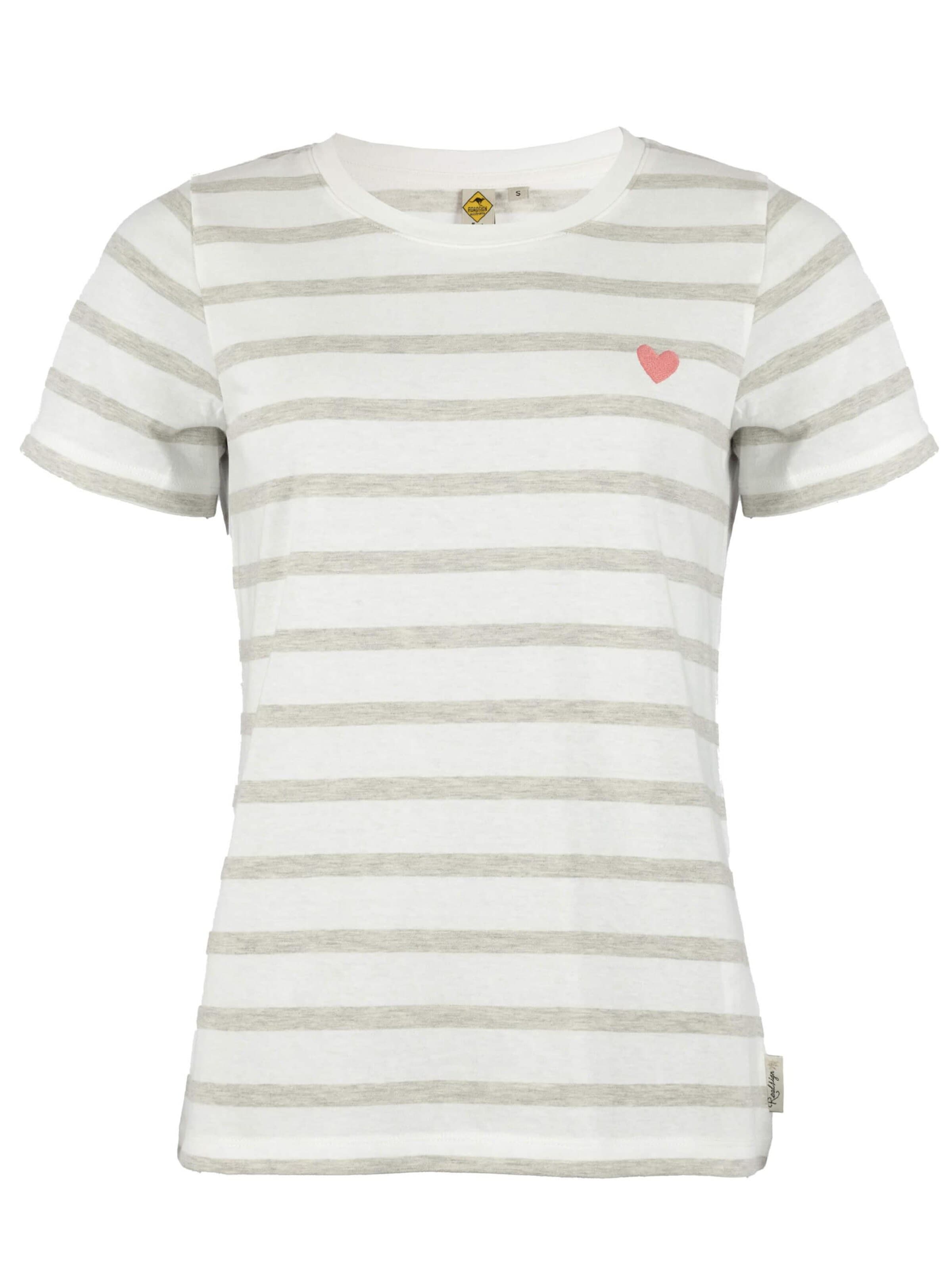 ROADSIGN australia Shirt 'T-Shirt Heart Stripes Streifenshirt aus Baumwolle im zeitlosen Design vielseitig tragbar' in Grey: front