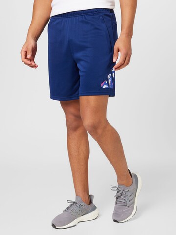 ADIDAS PERFORMANCE Regular Workout Pants 'Train Essentials Seasonal ' in Blue: front