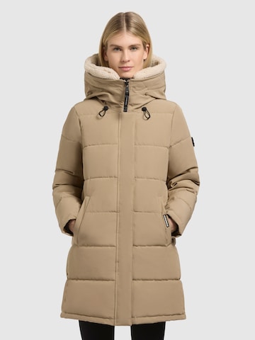 khujo Vinterkappa ' FALTD TEDDY ' i beige: framsida