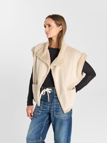 Gilet 'MALIA' Le Temps Des Cerises en beige : devant