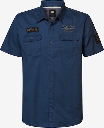 Coupe regular Chemise Petrol Industries en bleu : devant