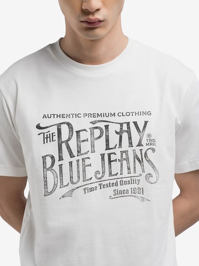 REPLAY Shirt in de kleur Zwart / Wit, Productweergave