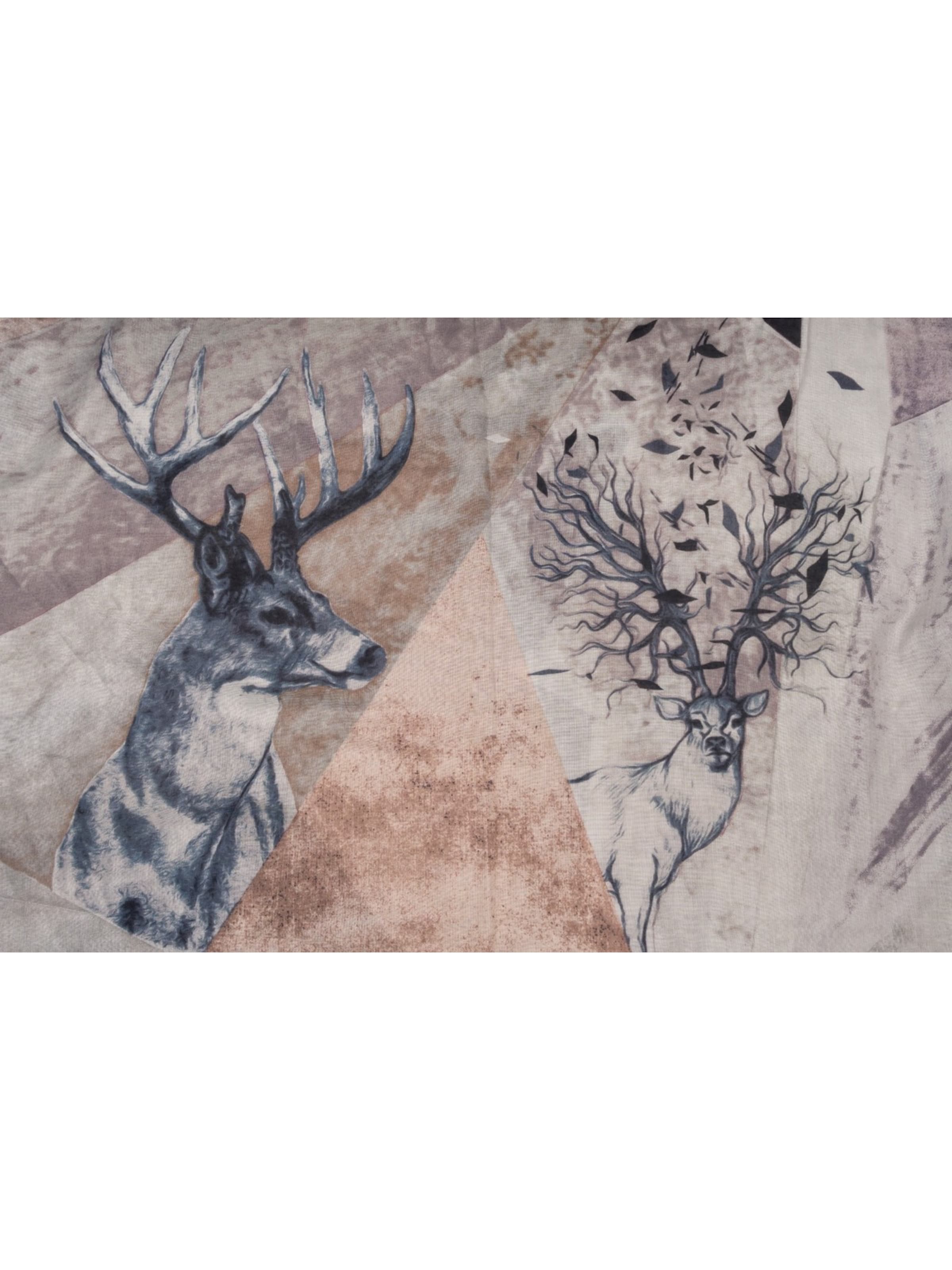 styleBREAKER Loop scarf 'Loop Schal mit Hirsch Print' in Grey